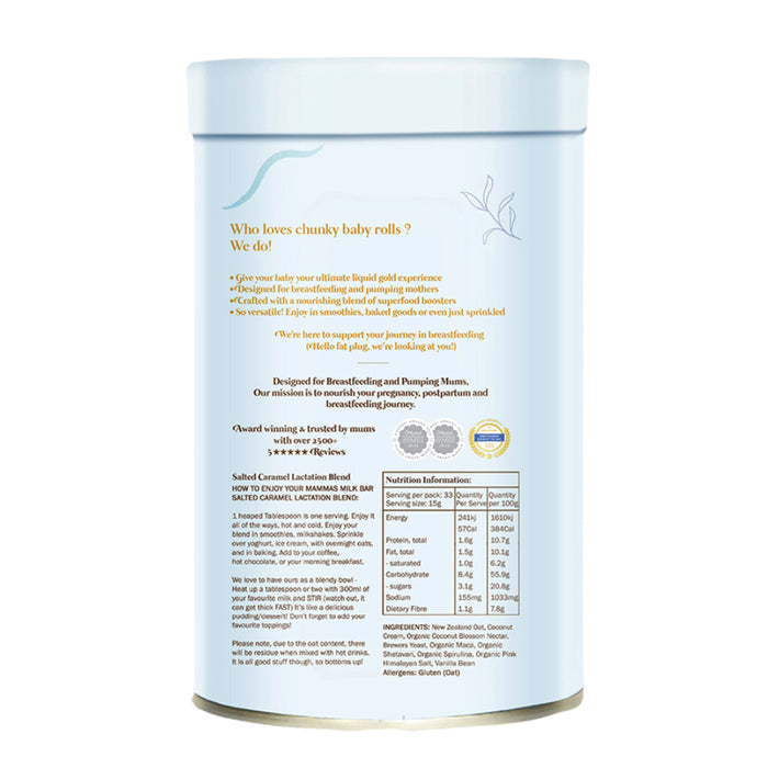 MAMMAS MILK BAR SALT CARAMEL LACTATION SUPPORT BLEND 500G Ingredients Wicked NRG