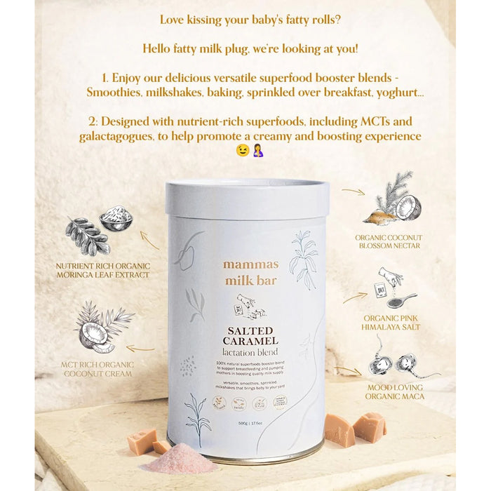 MAMMAS MILK BAR SALT CARAMEL LACTATION SUPPORT BLEND 500G a Wicked NRG