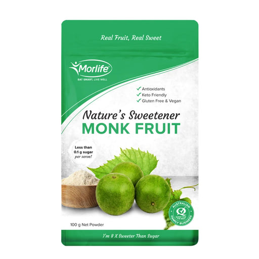 MORLIFE Organic Natures Sweetener Monk Fruit 100g Wicked NRG