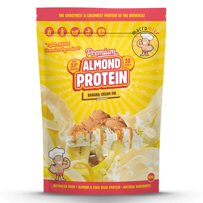 Macro Mike Banana Cream Pie Premium Almond Protein 800g Bag Wicked NRG