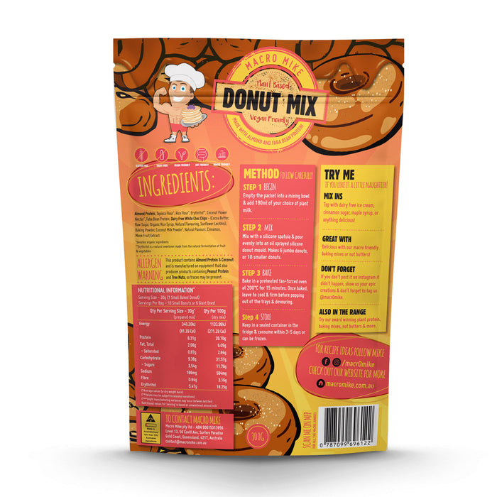 Macro Mike Donut Mix Maple Cinnamon Choc Chip Wicked NRG