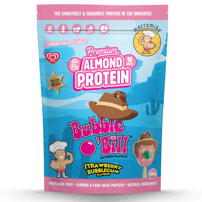 Macro Mike x Streets Strawberry Bubblegum Bubble O'Bill Premium Almond Protein a 400g
