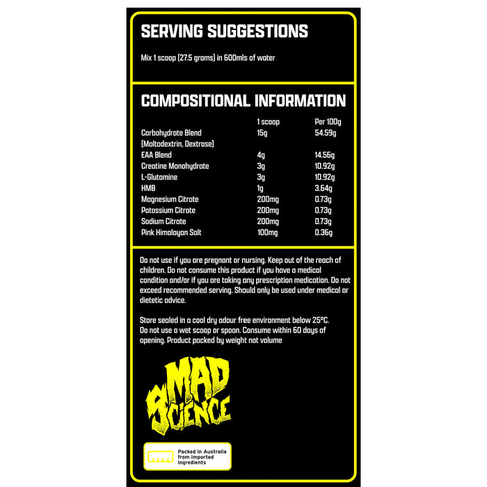 Mad Science Mad Recovery - Lemon Squash 825g a Wicked NRG