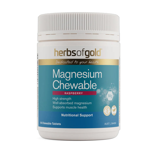 Herbs of Gold Magnesium Chewable Raspberry are stocked online at Wicked NRG,Darwin, Australia