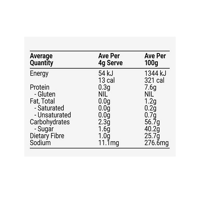 Melrose Essential Reds 120g Nutritional Panel Wicked NRG