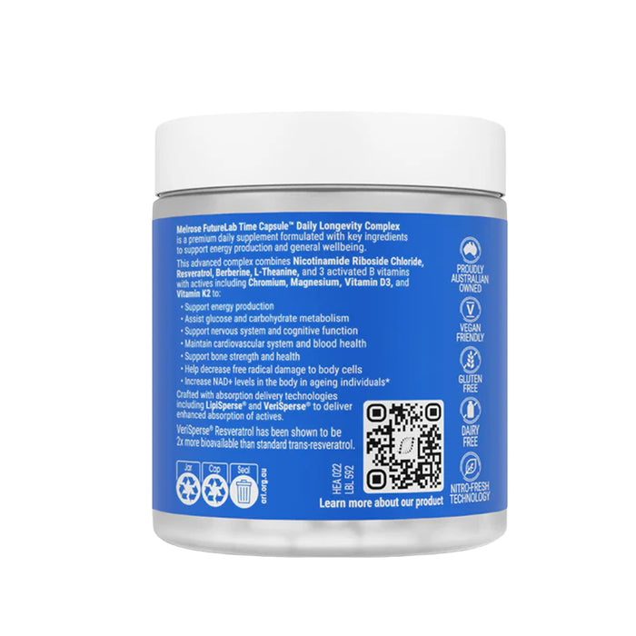 Melrose FutureLab Time Capsule Daily Longevity Complex Dosage Wicked NRG, Darwin, Australia