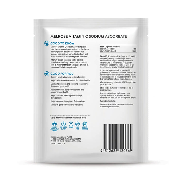 Melrose Melrose Vitamin C Sodium Ascorbate 125g a Wicked NRG