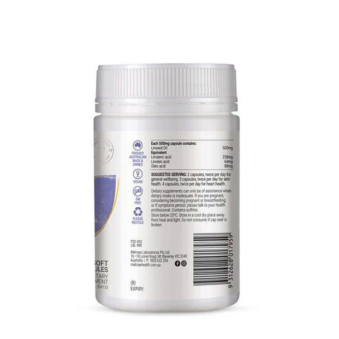 Melrose Organic Flaxseed Oil Caps is stocked at Wicked NRG Darwin,