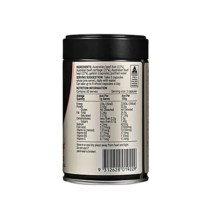 Melrose Women's Replenish Grass Fed Beef Organ 120 Capsules Nuritional Panel Wicked NRG