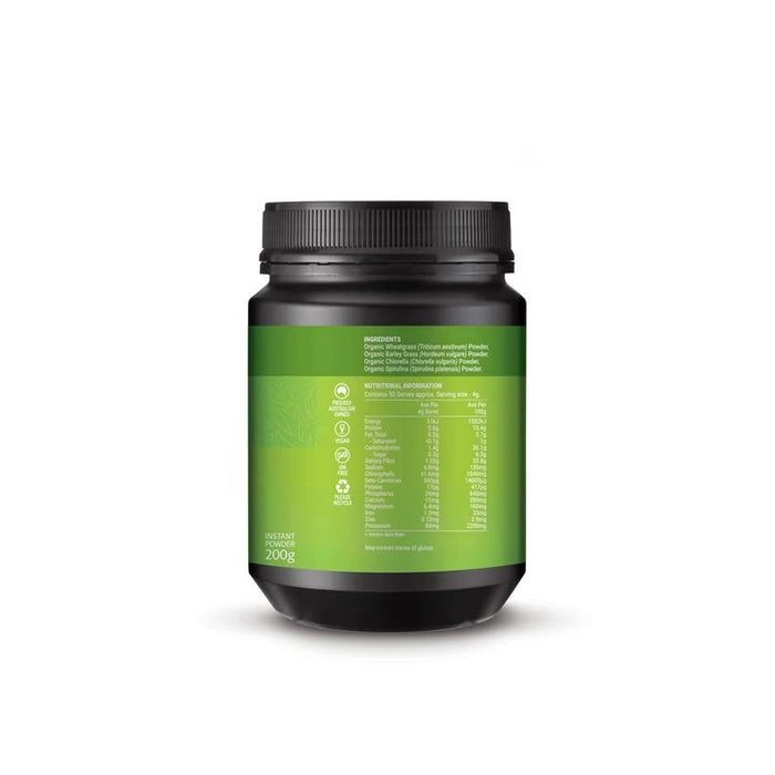 Melrose Organic Essential Greens Superblend Powder 200g Nutritional Panel Wicked NRG