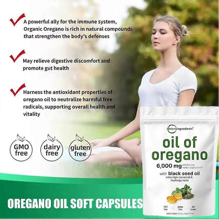 Micro Ingredients Oregano Oil w Black Seed Oil 300 Softgels ab Wicked NRG