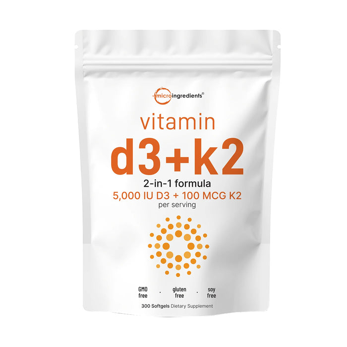 Micro Ingredients Vitamin D3 and K2 300 Softgels 5000iu Wicked NRG
