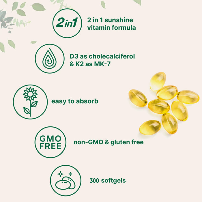 Micro Ingredients Vitamin D3 and K2 300 Softgels 5000iu b Wicked NRG