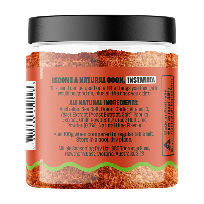 Mingle Chilli & Lime Seasoned Salts 110g Ingredients Panel Wicked NRG