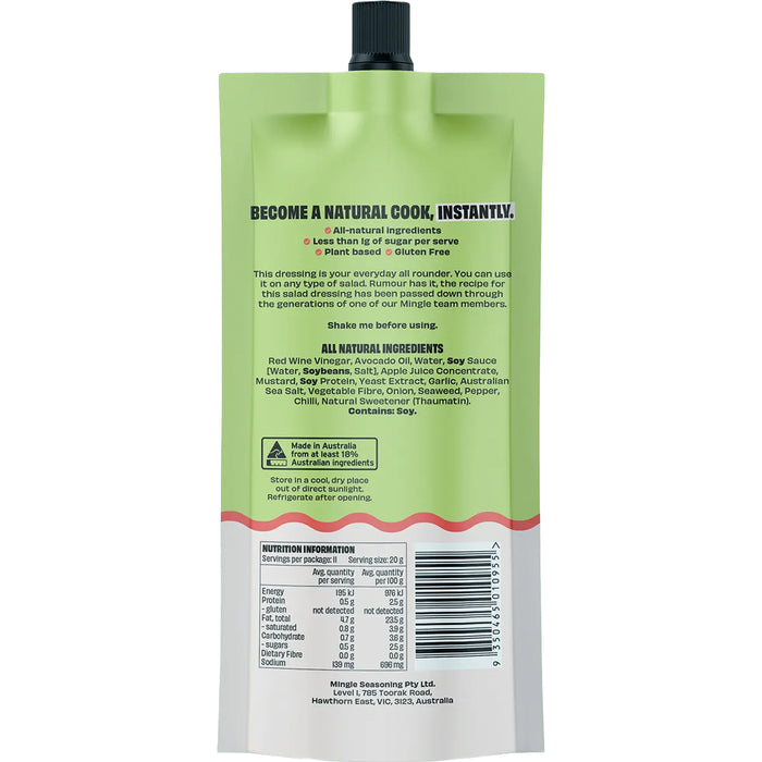 Mingle Everything Dressing All Natural Salad Dressing 220g Nutritional Panel Wicked NRG