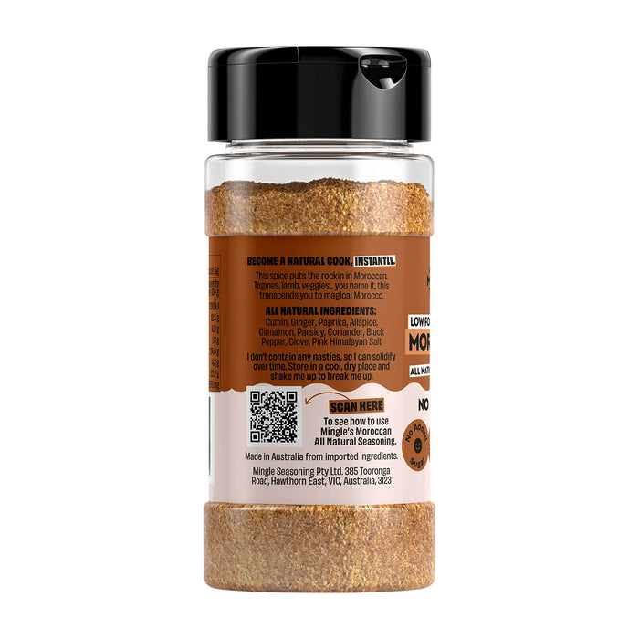 Mingle Moroccan Low FODMAP All Natural Seasoning 45 Gram Ingredients Panel Wicked NRG