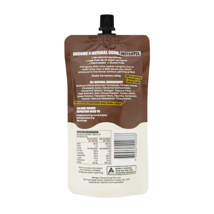 Mingle BBQ Sauce 250g Nutritional Panel a Wicked NRG