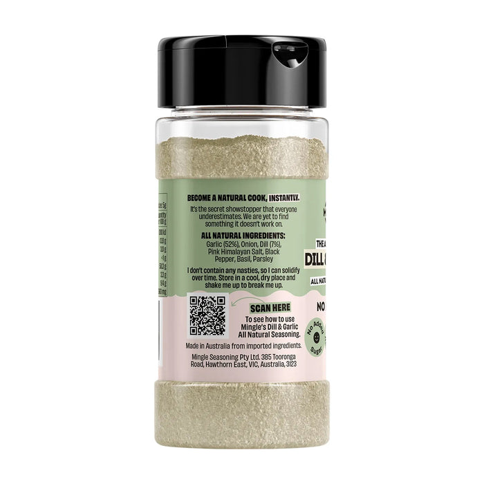 Mingle Dill & Garlic Ranch All Natural Seasoning 50 Grams Ingredients Panel Wicked NRG