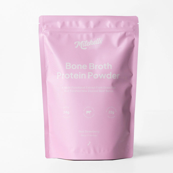 Mitchells Nutrition Bone Broth Protein Powder Strawberry 500g Wicked NRG
