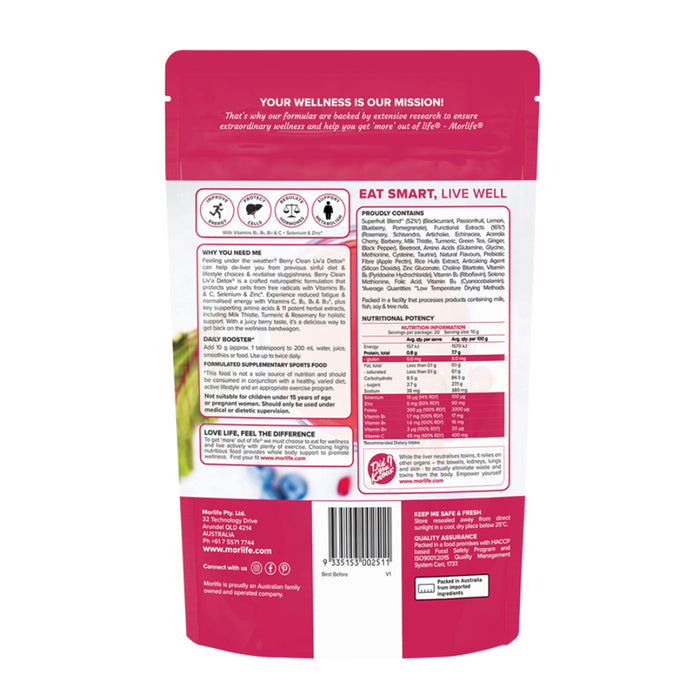 Morlife Berry Clean Liva Detox Berry Elixir 200g Ingredients Wicked NRG