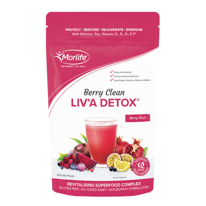 Morlife Berry Clean Liva Detox Berry Elixir 200g Wicked NRG
