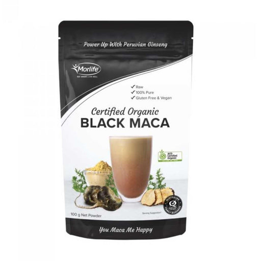Morlife Organic Black Maca Powder 100g Packet Front