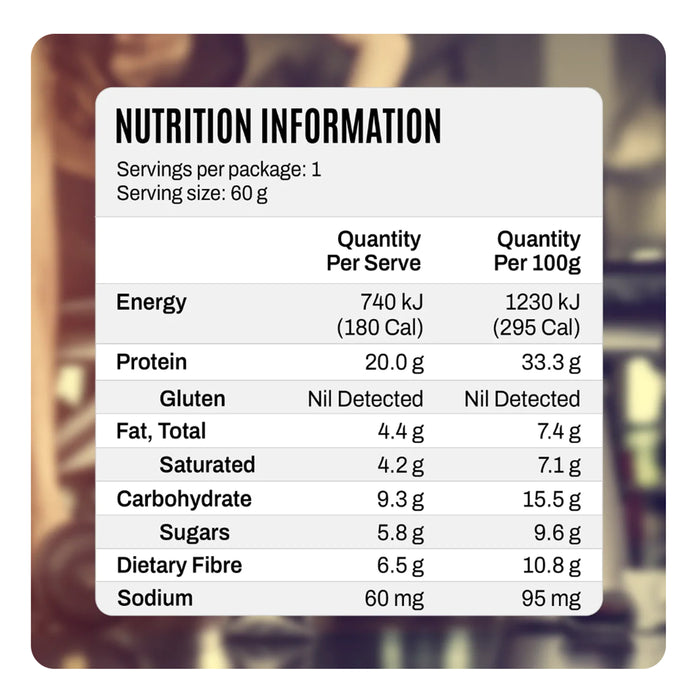 NOWAY Collagen Jelly Bar 20g Protein 60 Gram Nutritional Panel Wicked NRG