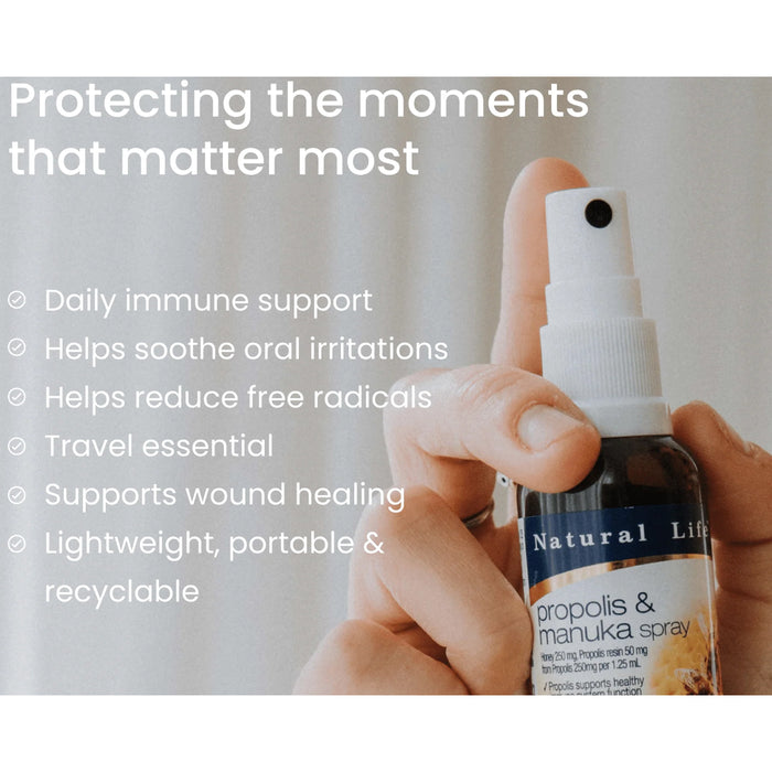 Natural Life Propolis & Manuka Honey (Peppermint) Oral Liquid Spray 30ml a Wicked NRG