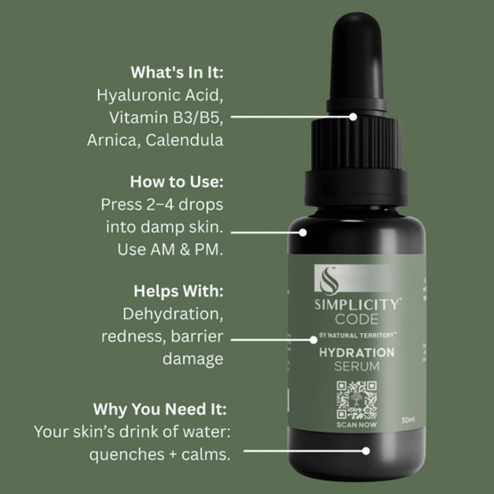 Natural Territory Simplicity Code, Hydration Serum, 30ml, a Wicked NRG,