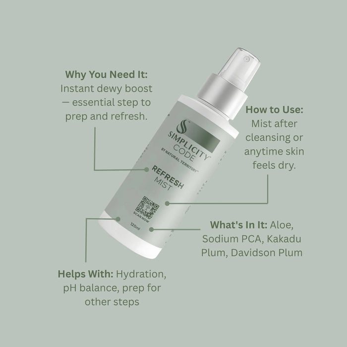 Natural Territory Simplicity Code, Refresh Hydrating Mist, 125ml, a, Wicked NRG,
