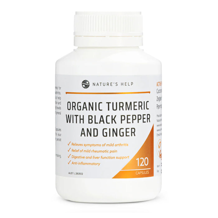 Nature's Help Turmeric Capsules with Black Pepper & Ginger 120 Capsules Wicked NRG