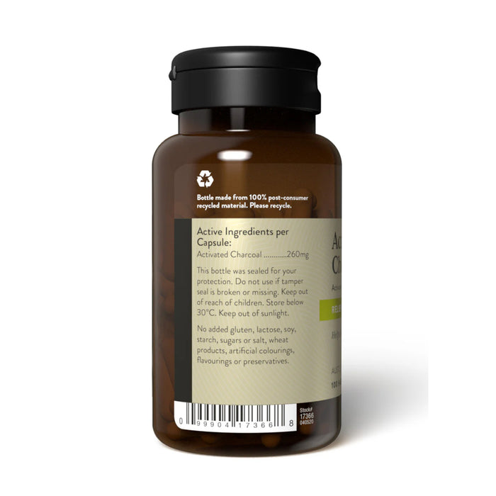 Nature’s Sunshine Activated Charcoal capsules bottle, Ingredients, Wicked NRG