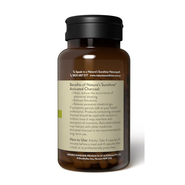 Nature’s Sunshine Activated Charcoal capsules bottle, Wicked NRG