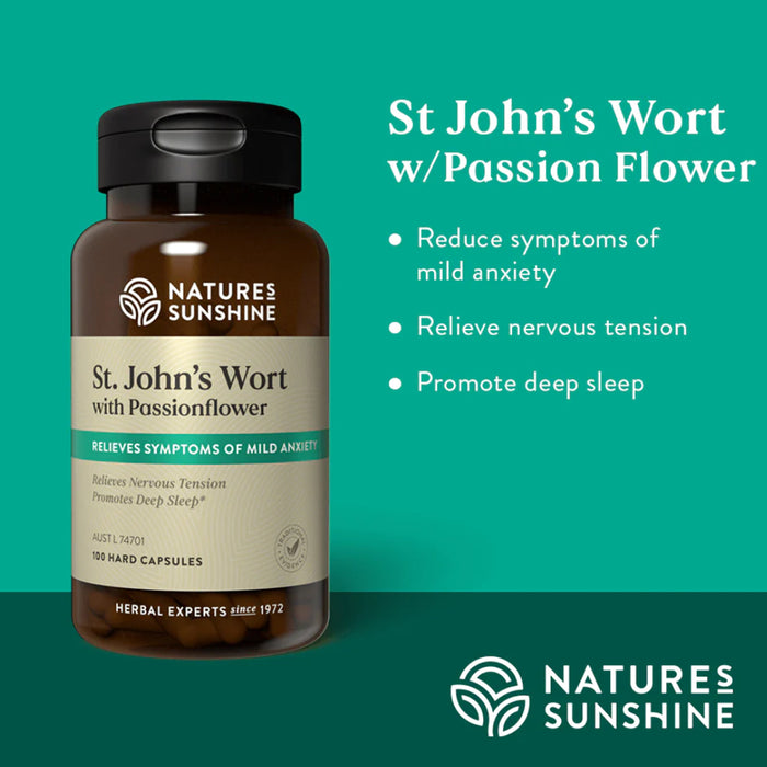 Natures Sunshine St John's Wort with Passionflower 300mg 100capsules, Benefits, Wicked NRG