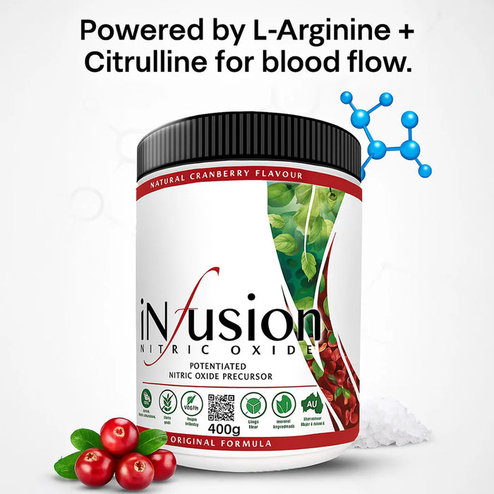 Niox Health NiOx Nitric Oxide Infusion 400g Cranberry Ingredients Wicked NRG