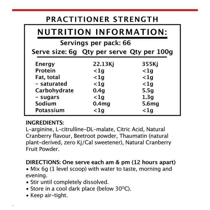 Niox Health NiOx Nitric Oxide Infusion 400g Cranberry Wicked NRG