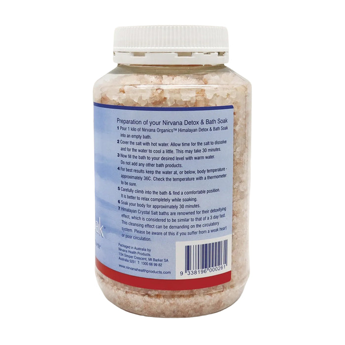Nirvana Organic Himalayan Crystal Salt Detox Bath Soak 1kg Wicked NRG