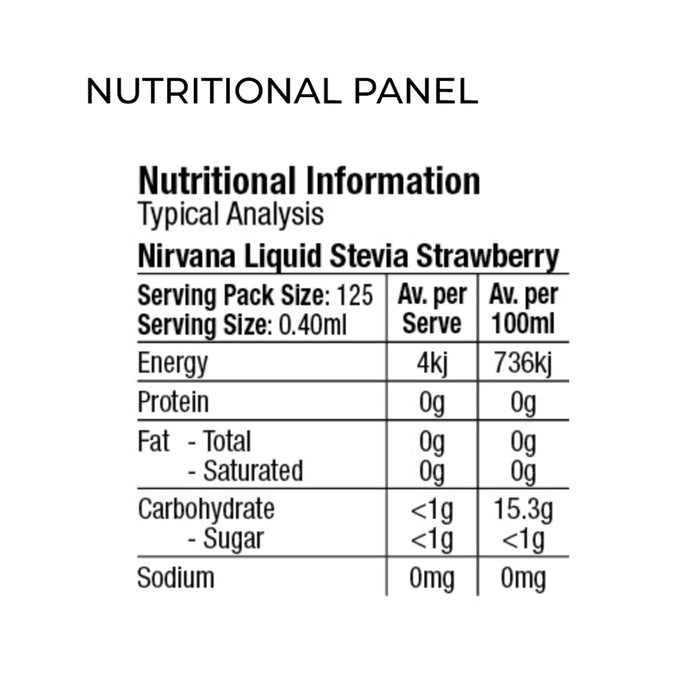 Nirvana Organic Liquid Stevia Strawberry 50ml Ingredients a Wicked NRG