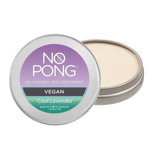 No Pong All Natural Deodorant Vegan Cool Lavender Tin Open