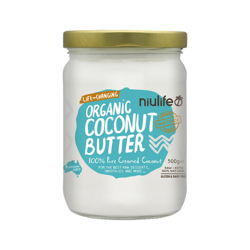 Nuilife Organic Coconut Butter 500 grams Glass Jar Wicked NRG