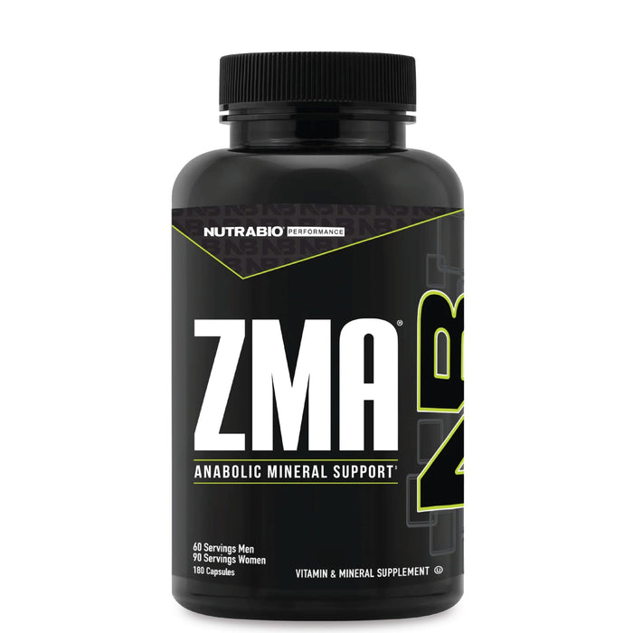 NutraBio ZMA Zinc, Magnesium Vitamin B6 180 Capsules Wicked NRG
