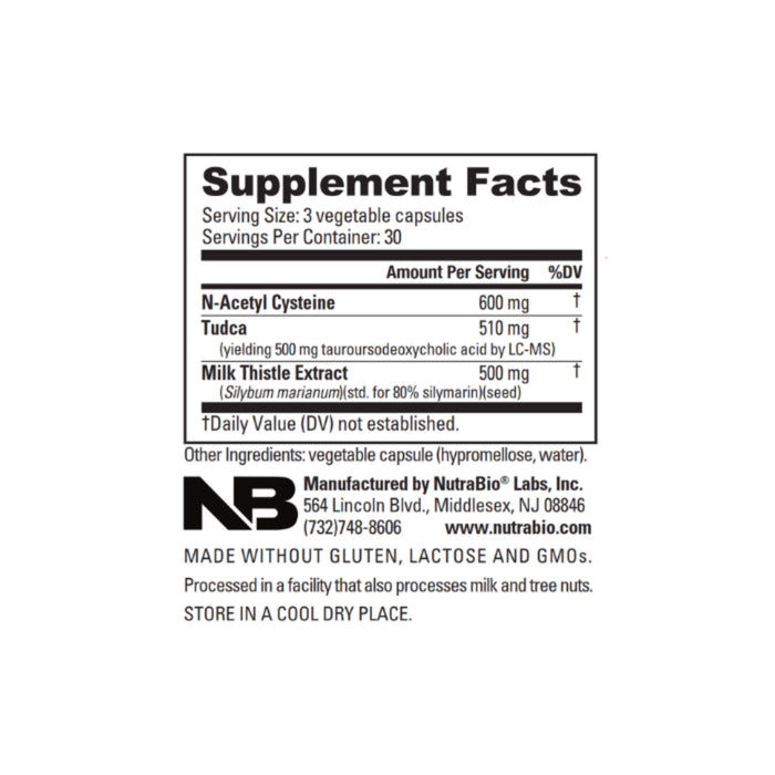 NutraBio Advanced LIVER SUPPORT (30 Serve) 90 capsules Ingredients Wicked NRG