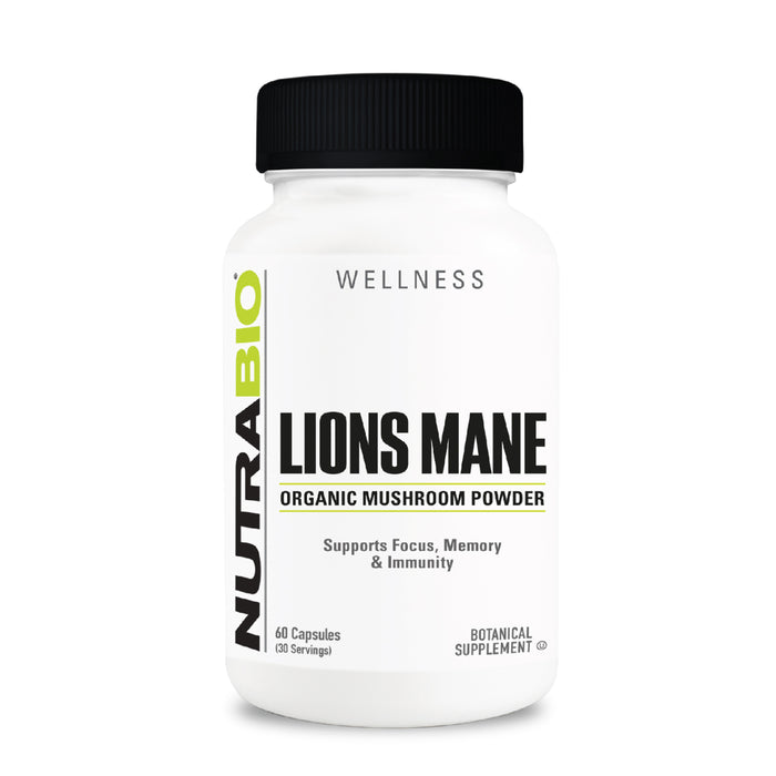 NutraBio, Lion’s Mane, (30 Serves), 60 Capsules, Wicked NRG