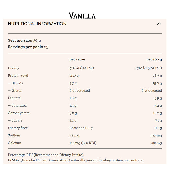 Nutra Organics Organic Whey Protein Vanilla 750g Ingredients Wicked NRG