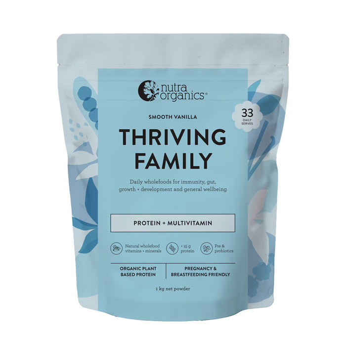 Nutra Organics Thriving Family Protein Smooth Vanilla 1kg Wcked NRG