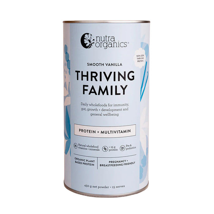Nutra Organics Thriving Family Protein Smooth Vanilla 450g Wicked NRG