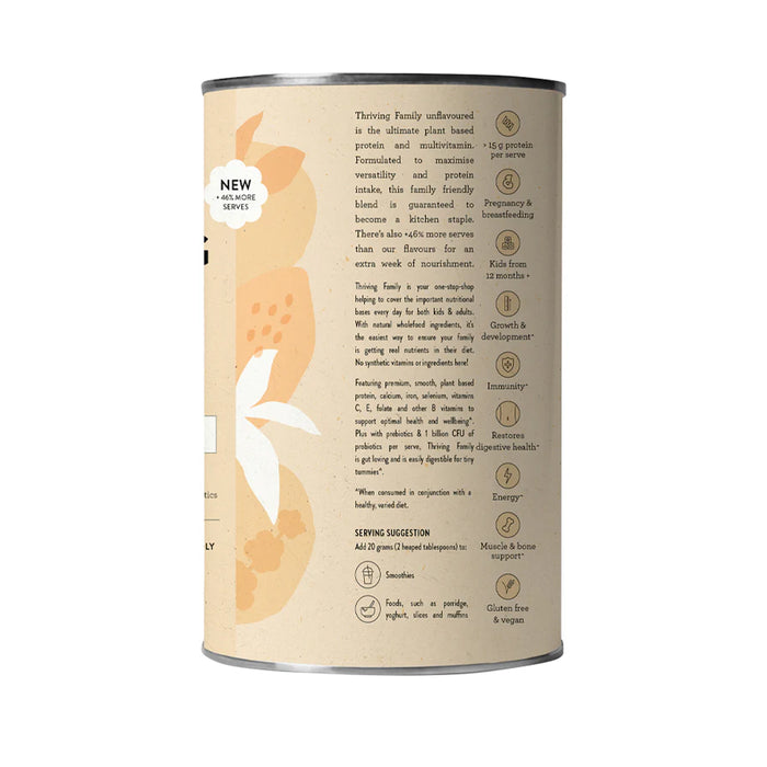 Nutra Organics Thriving Family Unflavoured 450g Ingredients Wicked NRG