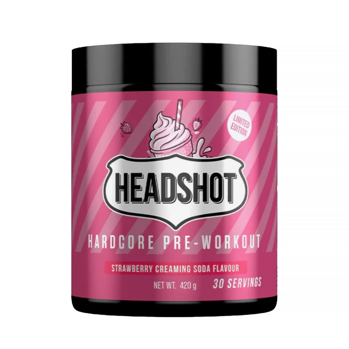 OCD Nutrition Headshot Hardcore Pre-Workout Strawberry Creaming Soda 420g 30 serves, Wicked NRG
