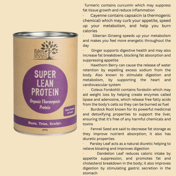 Eden Health Foods Super Lean Protein plant based powder, Wicked NRG