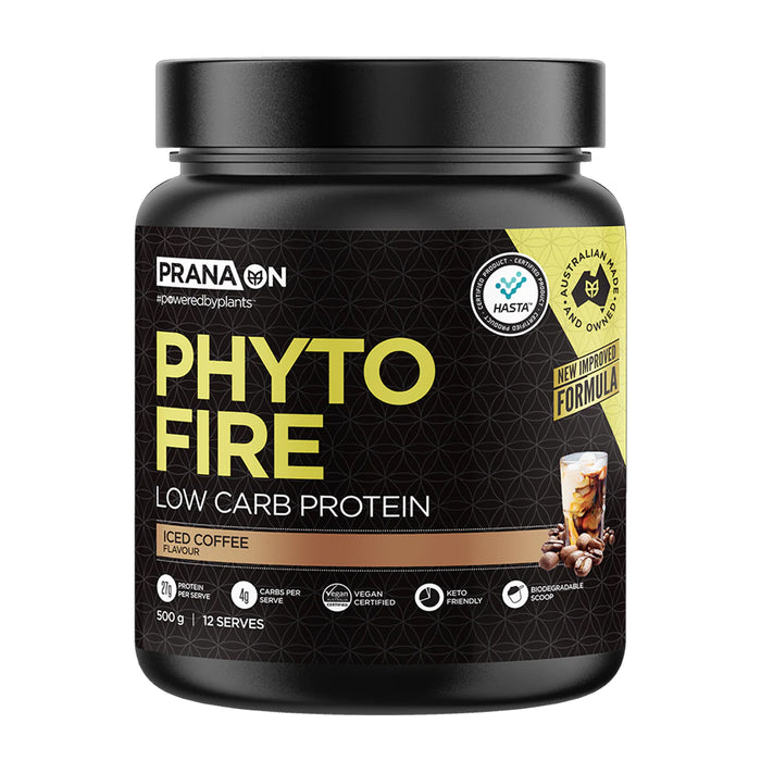 PRANA On Phyto Fire Protein Iced Coffee 12 Serves 500 Grams Low Carb Wicked NRG